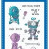 Whimsy Stamps - Robots Clear Stamps -Pink Ink Designs Shop Robots Display 600x600