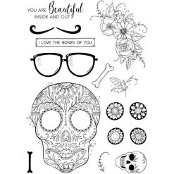 Pink Ink Designs Sensational Skull 6 In X 8 In Clear Stamp Set -Pink Ink Designs Shop pi191 1