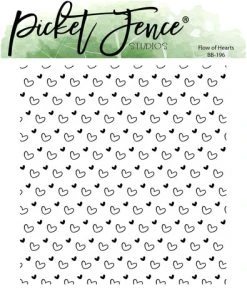 Picket Fence Studios - Flow Of Hearts 4x4 Inch Clear Stamps