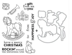 Hero Arts Clear Stamp & Die Combo - Merry Rockin' Horse Bundle