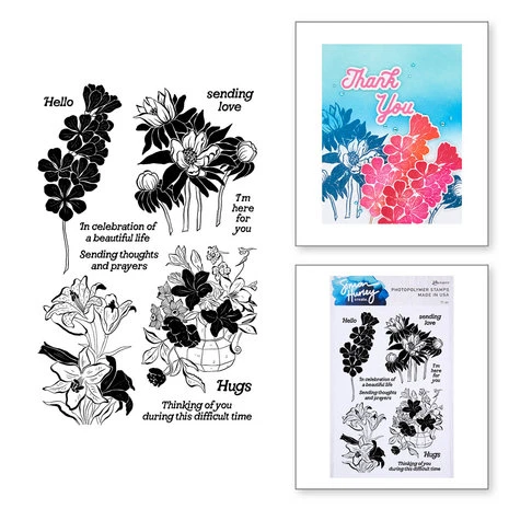 Spellbinders - Inked Blooms Ranger Clear Stamp 3 Spellbinders - Inked Blooms Ranger Clear Stamp